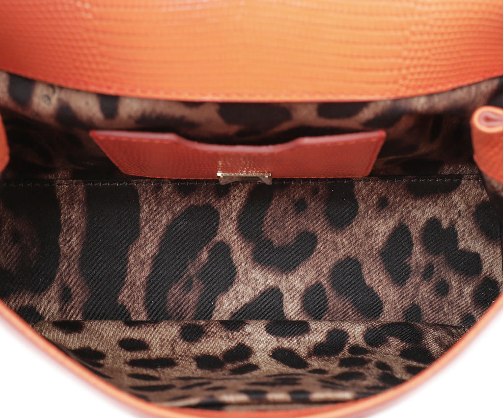 Dolce & Gabbana Orange Iguana Print Sicily Small Chain Bag