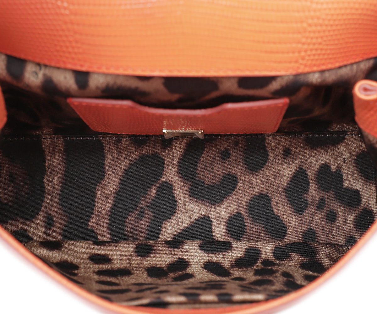 Dolce & Gabbana Orange Iguana Print Sicily Small Chain Bag
