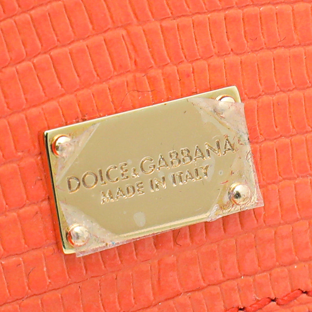 Dolce & Gabbana Orange Iguana Print Sicily Small Chain Bag