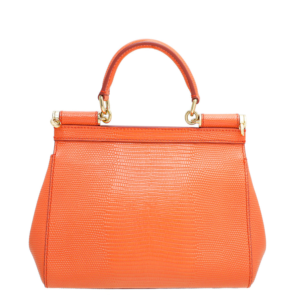 Dolce & Gabbana Orange Iguana Print Sicily Small Chain Bag