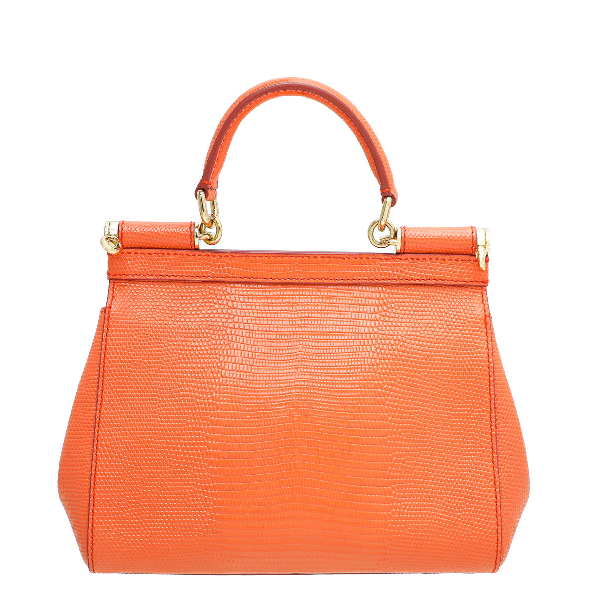 Dolce & Gabbana Orange Iguana Print Sicily Small Chain Bag