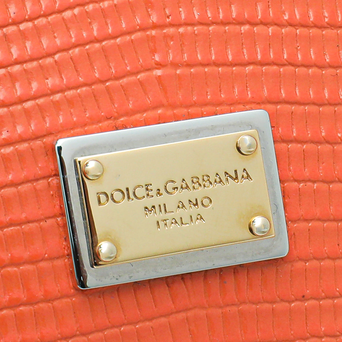Dolce & Gabbana Orange Iguana Print Sicily Small Chain Bag