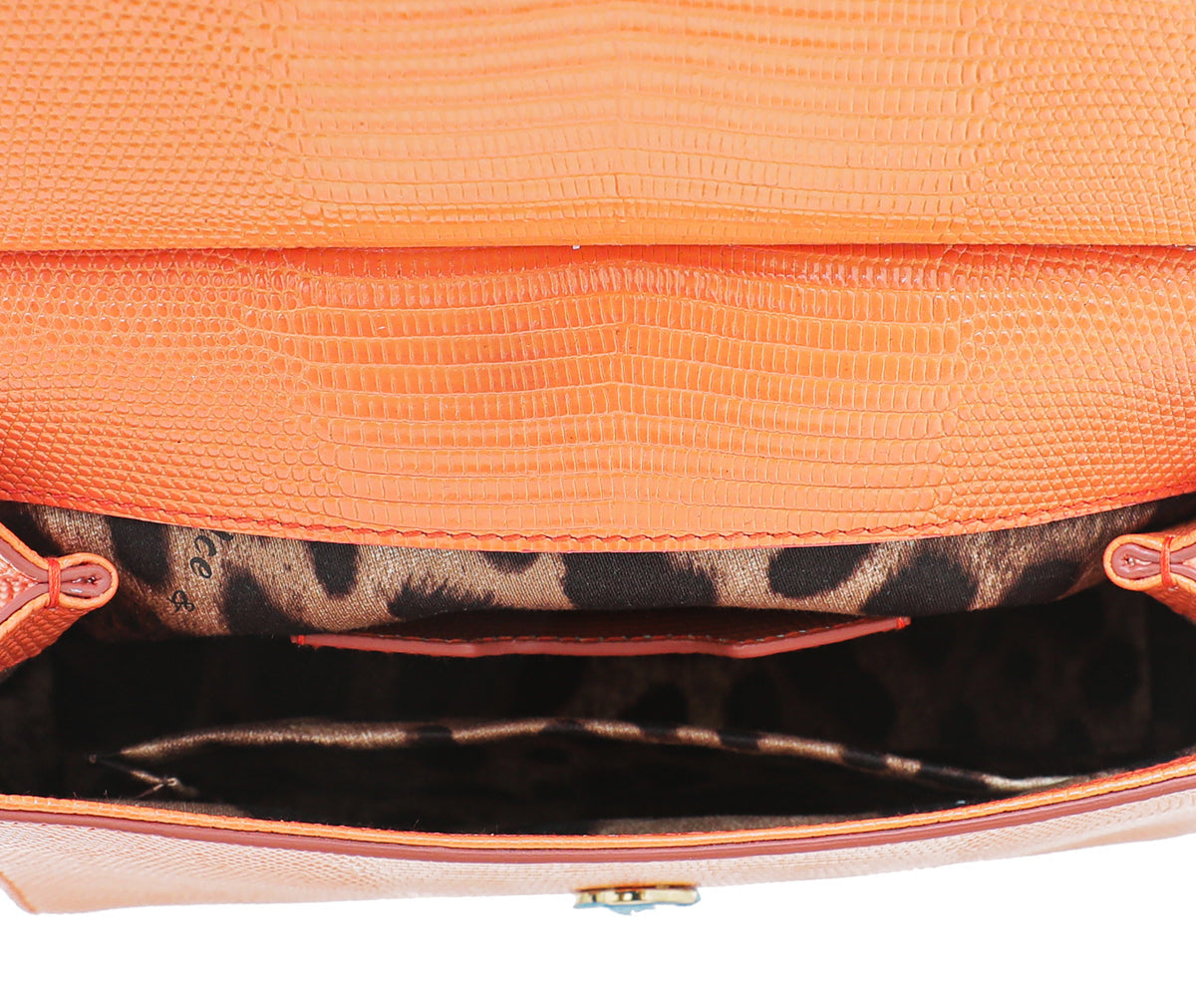 Dolce & Gabbana Orange Iguana Print Sicily Small Chain Bag