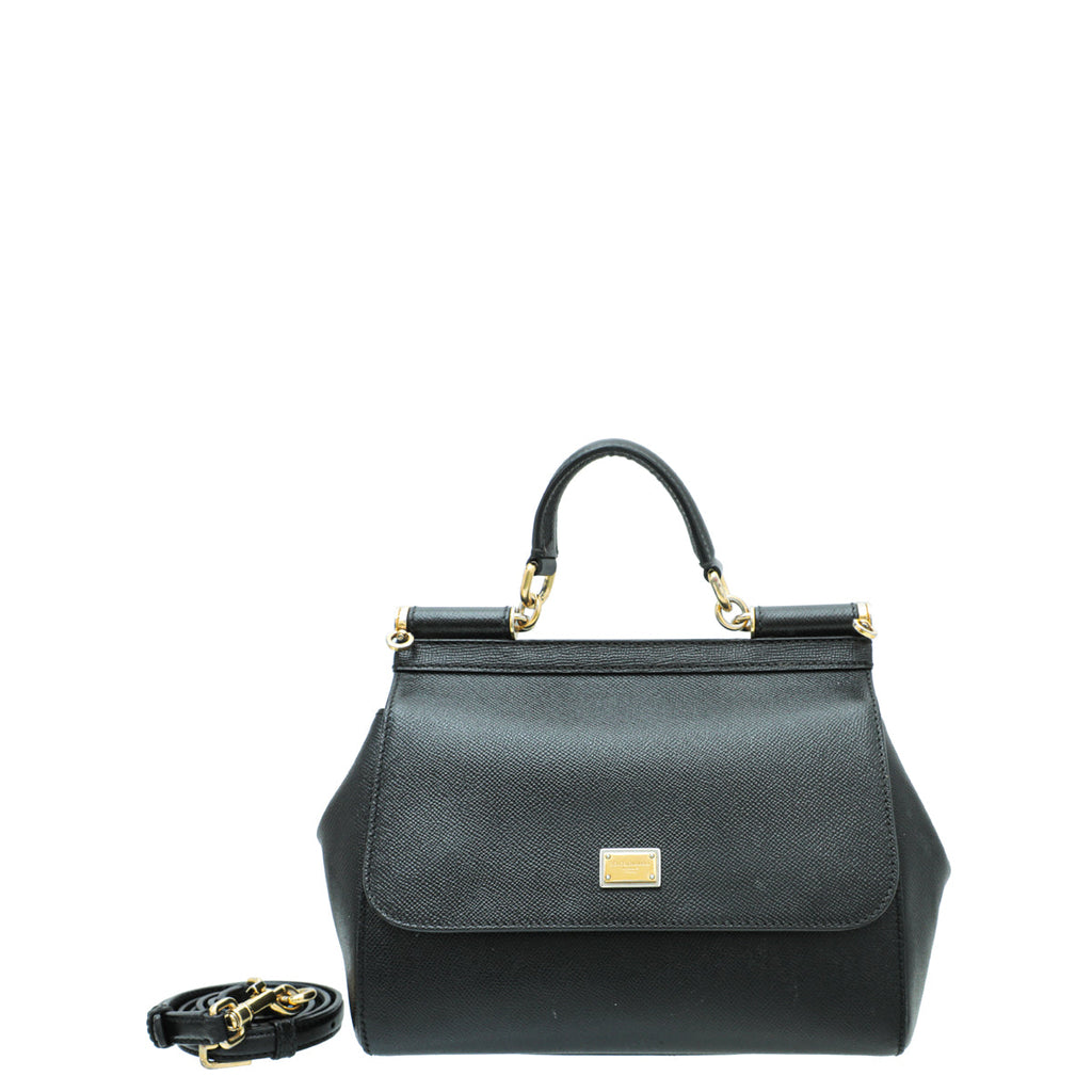 Dolce & Gabbana Black Dauphine Sicily Medium Bag