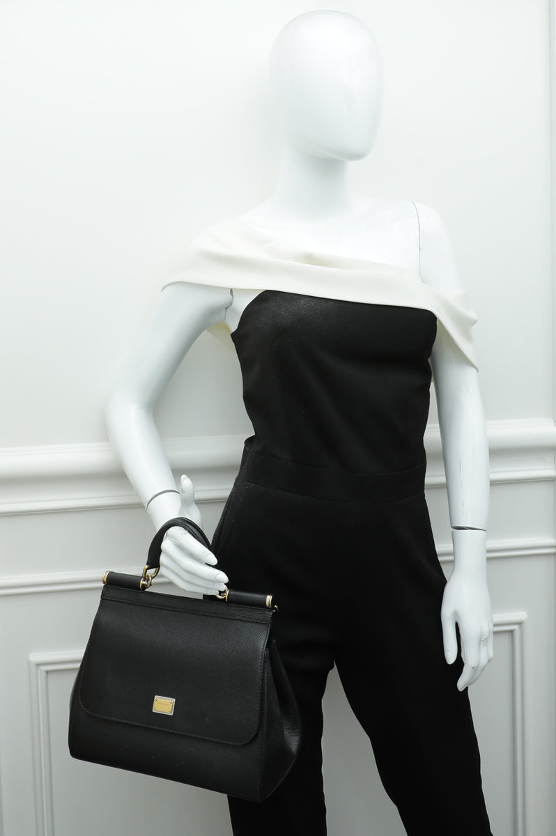 Dolce & Gabbana Black Dauphine Sicily Medium Bag