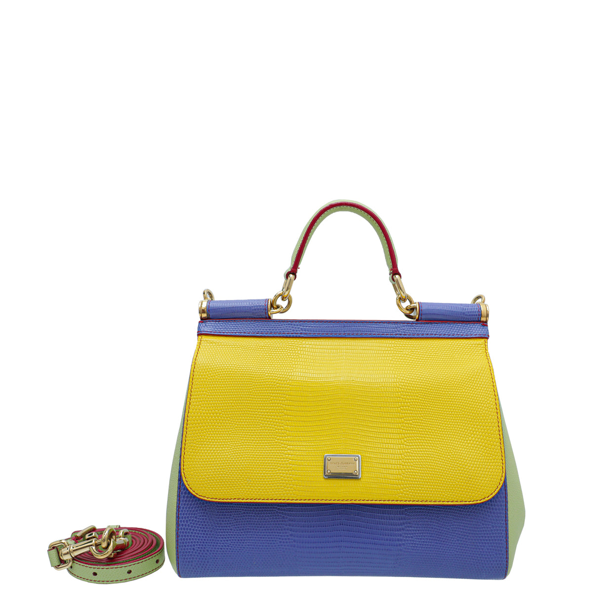 Dolce & Gabbana Multicolor Lizard Print Sicily Medium Bag