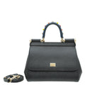 Dolce & Gabbana Black Studded Handle Small Sicily Bag