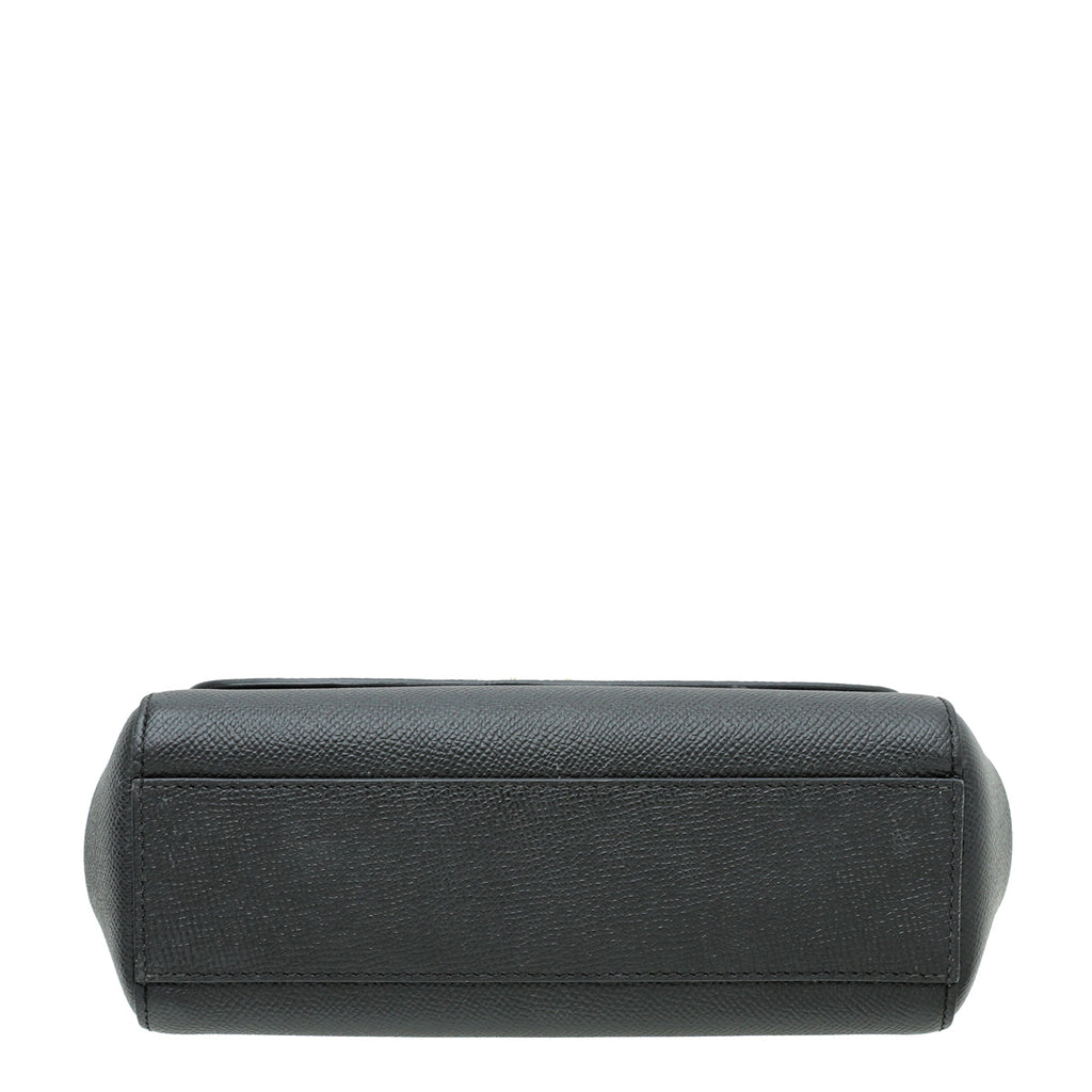 Dolce & Gabbana Black Studded Handle Small Sicily Bag