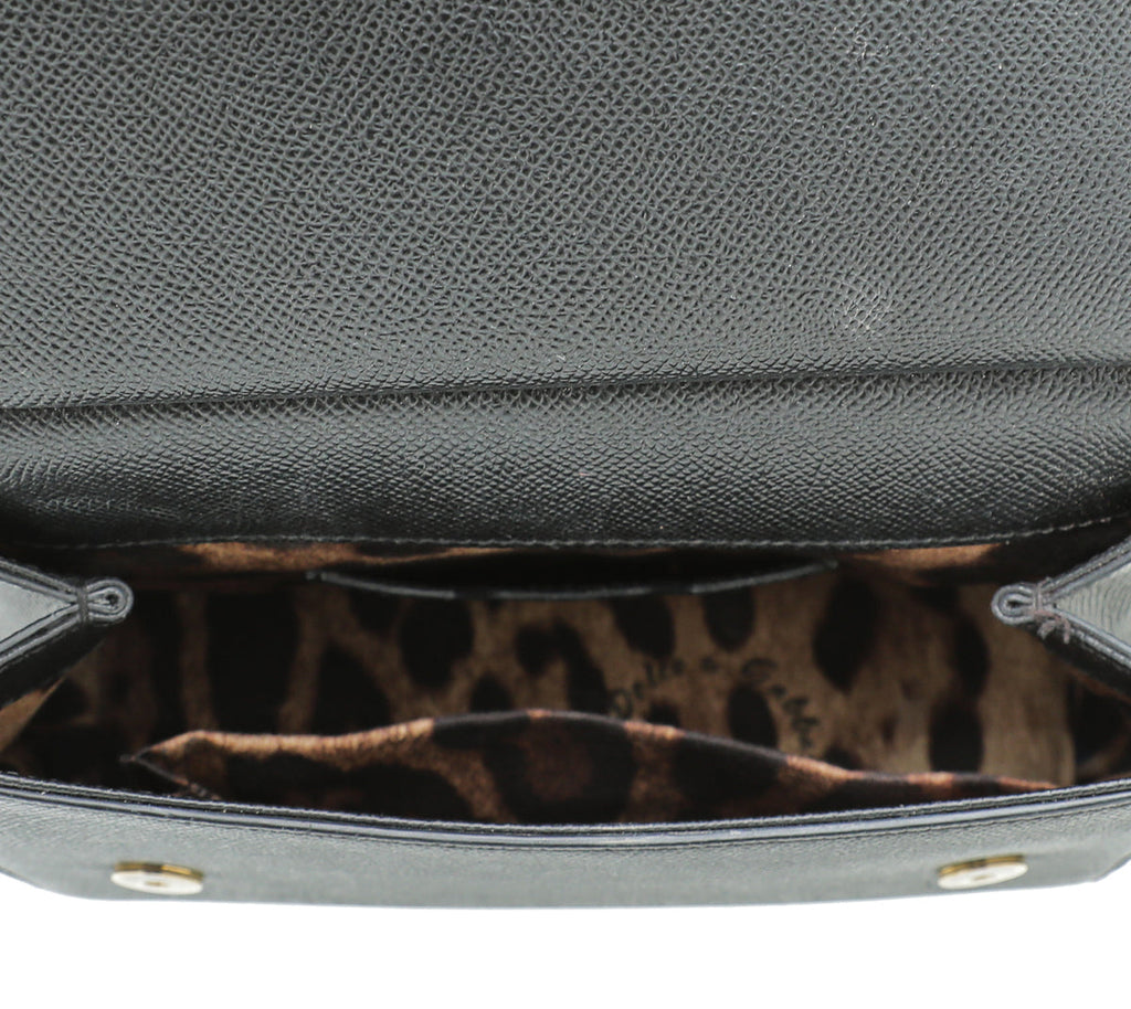 Dolce & Gabbana Black Studded Handle Small Sicily Bag