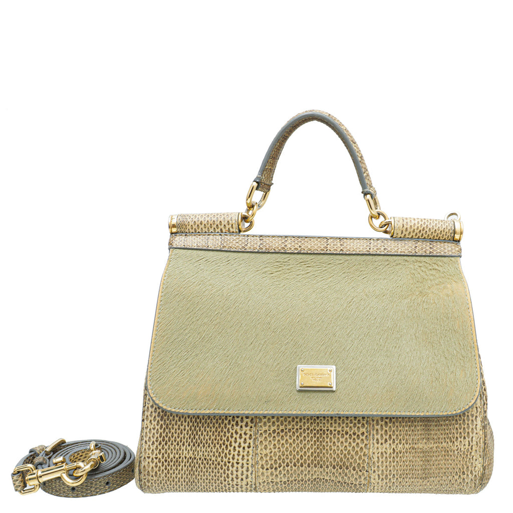 Dolce & Gabbana Bicolor Pony Hair Ayers Sicily Medium Bag