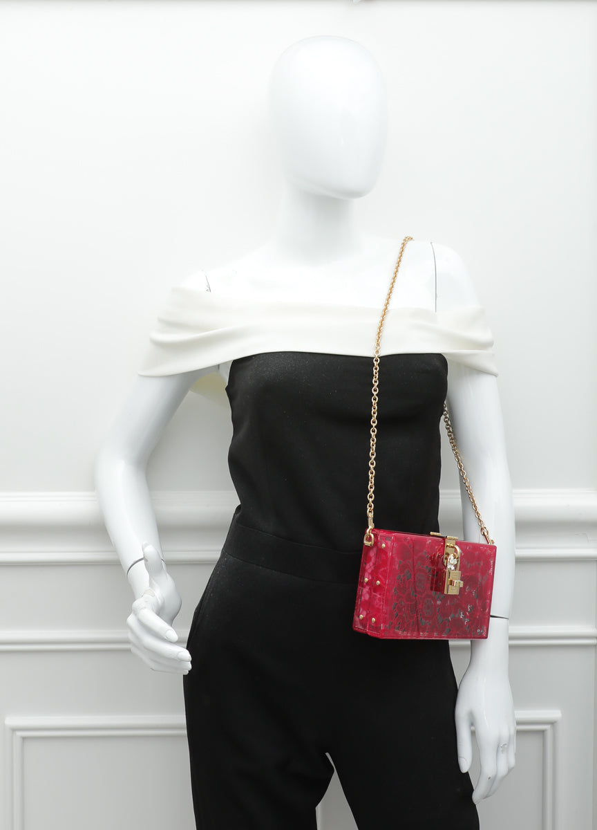 Dolce & Gabbana Red Plexiglass and Lace Box Pocket Clutch