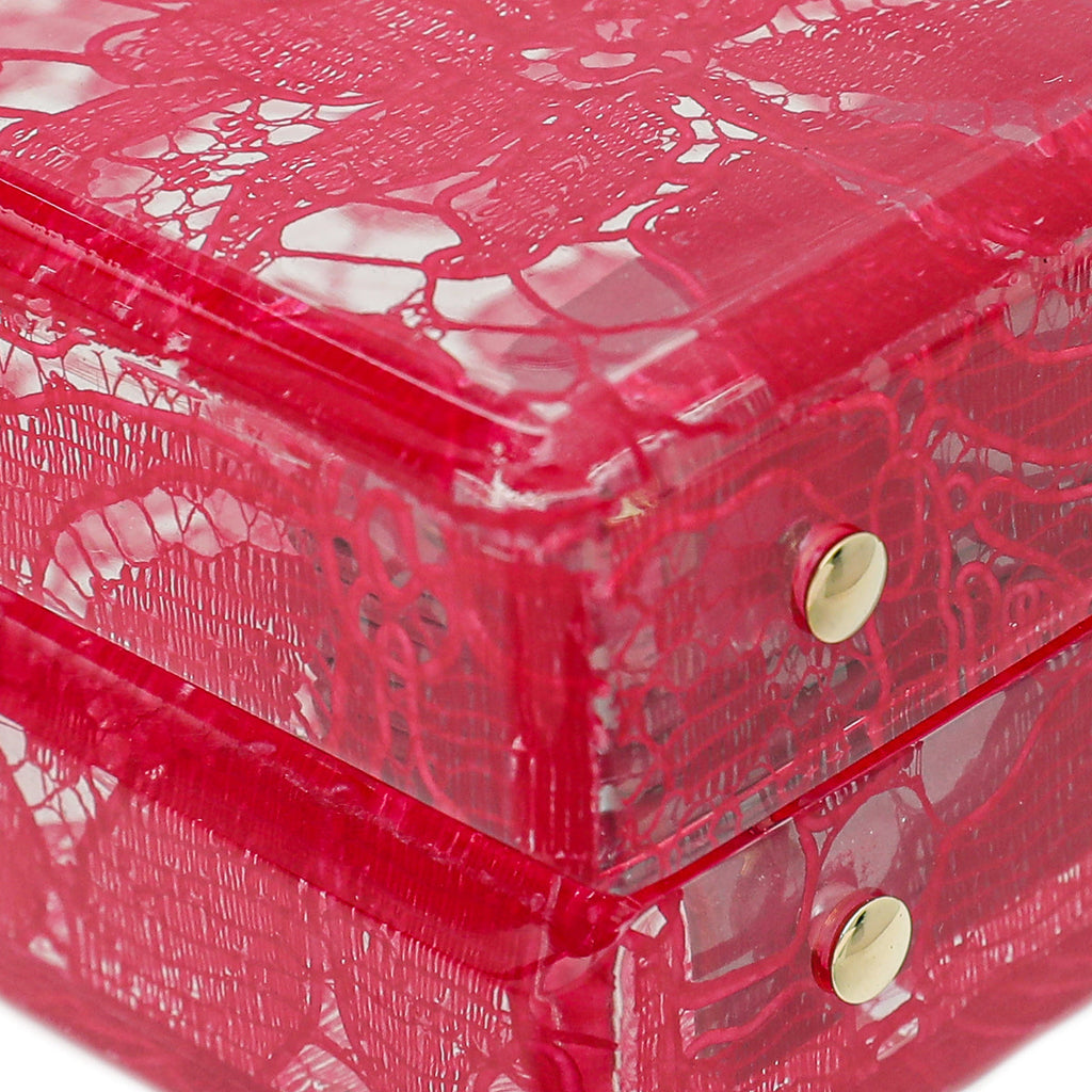 Dolce & Gabbana Red Plexiglass and Lace Box Pocket Clutch