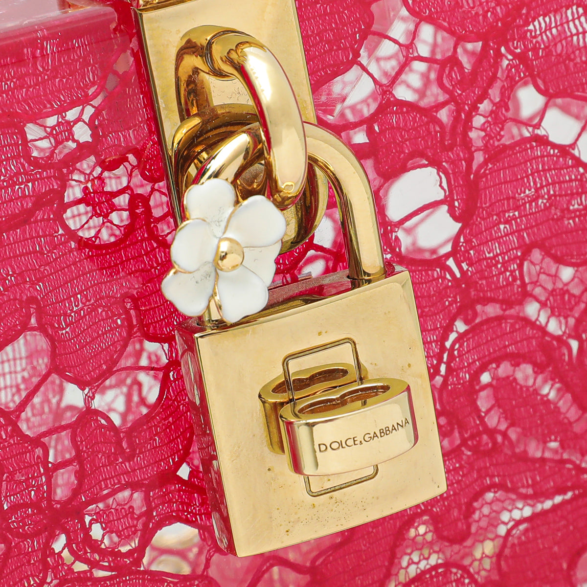 Dolce & Gabbana Red Plexiglass and Lace Box Pocket Clutch