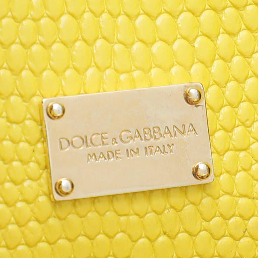 Dolce & Gabbana Yellow Lizard Print Miss Monica Top Handle Medium Bag