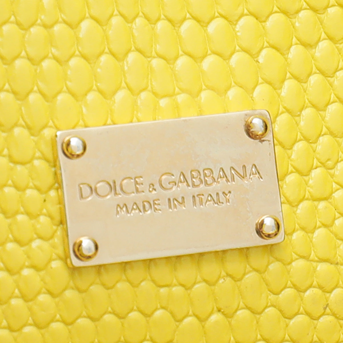 Dolce & Gabbana Yellow Lizard Print Miss Monica Top Handle Medium Bag
