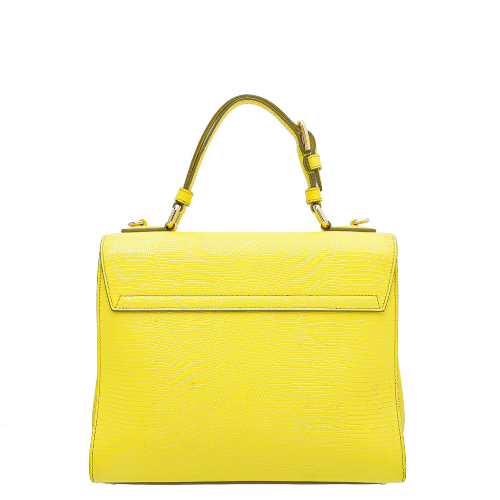 Dolce & Gabbana Yellow Lizard Print Miss Monica Top Handle Medium Bag