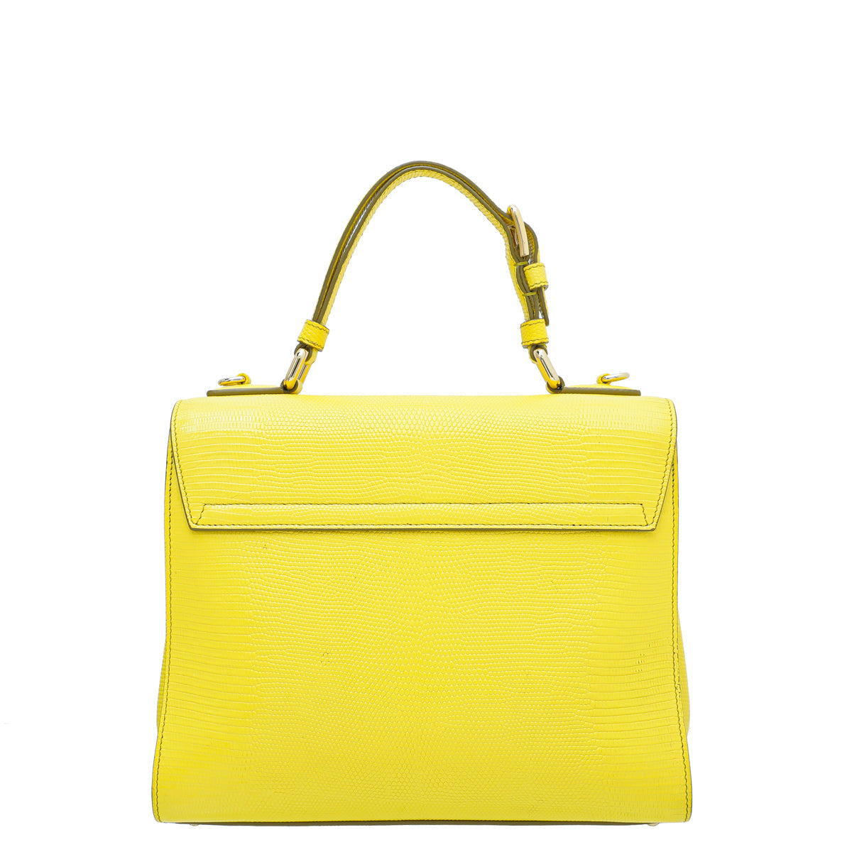 Dolce & Gabbana Yellow Lizard Print Miss Monica Top Handle Medium Bag