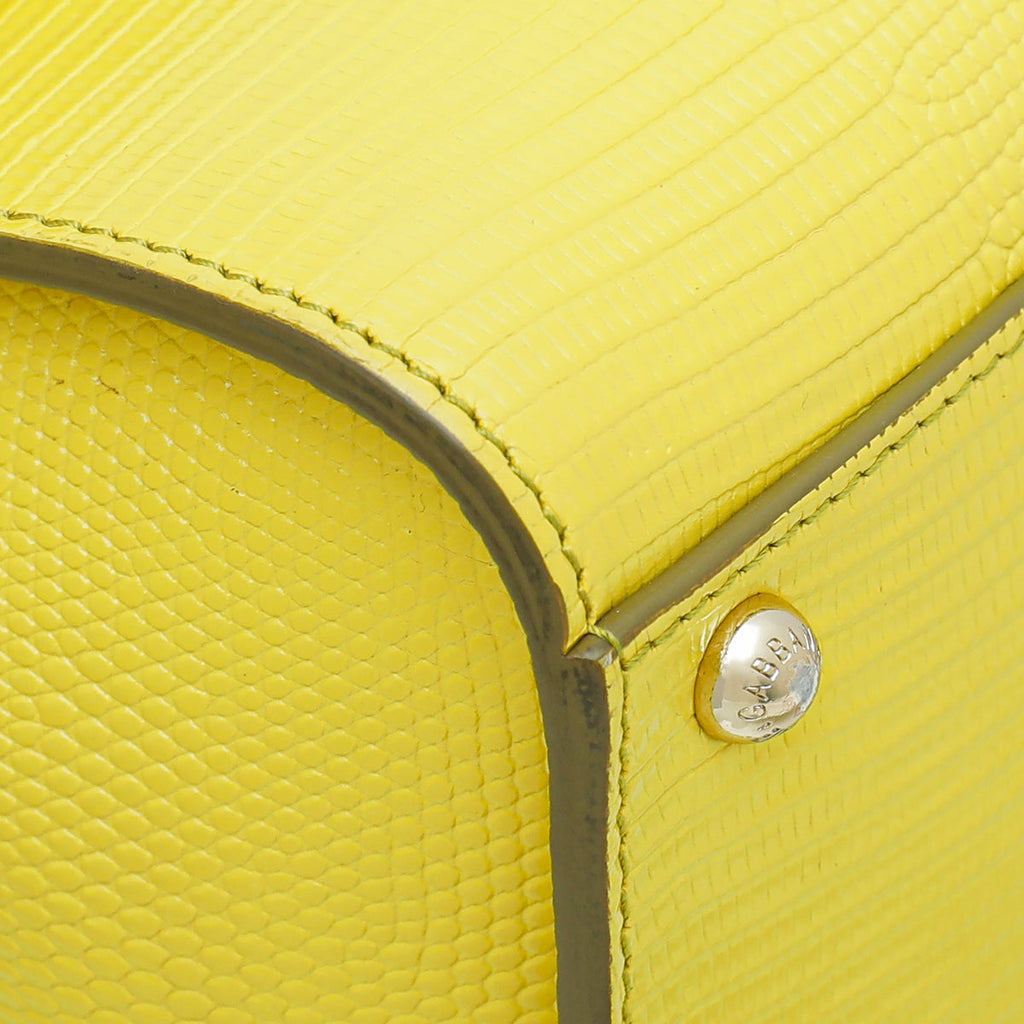 Dolce & Gabbana Yellow Lizard Print Miss Monica Top Handle Medium Bag