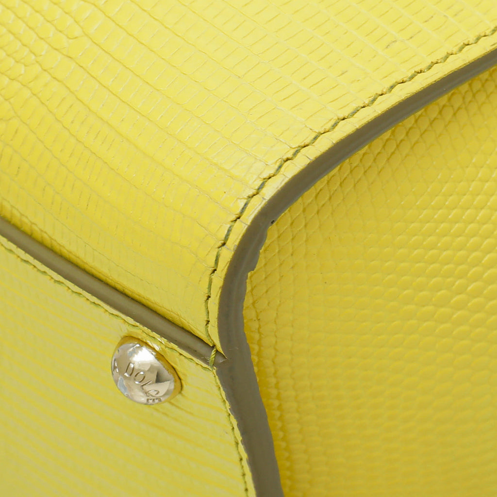 Dolce & Gabbana Yellow Lizard Print Miss Monica Top Handle Medium Bag