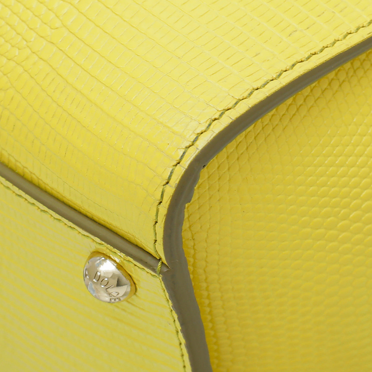 Dolce & Gabbana Yellow Lizard Print Miss Monica Top Handle Medium Bag