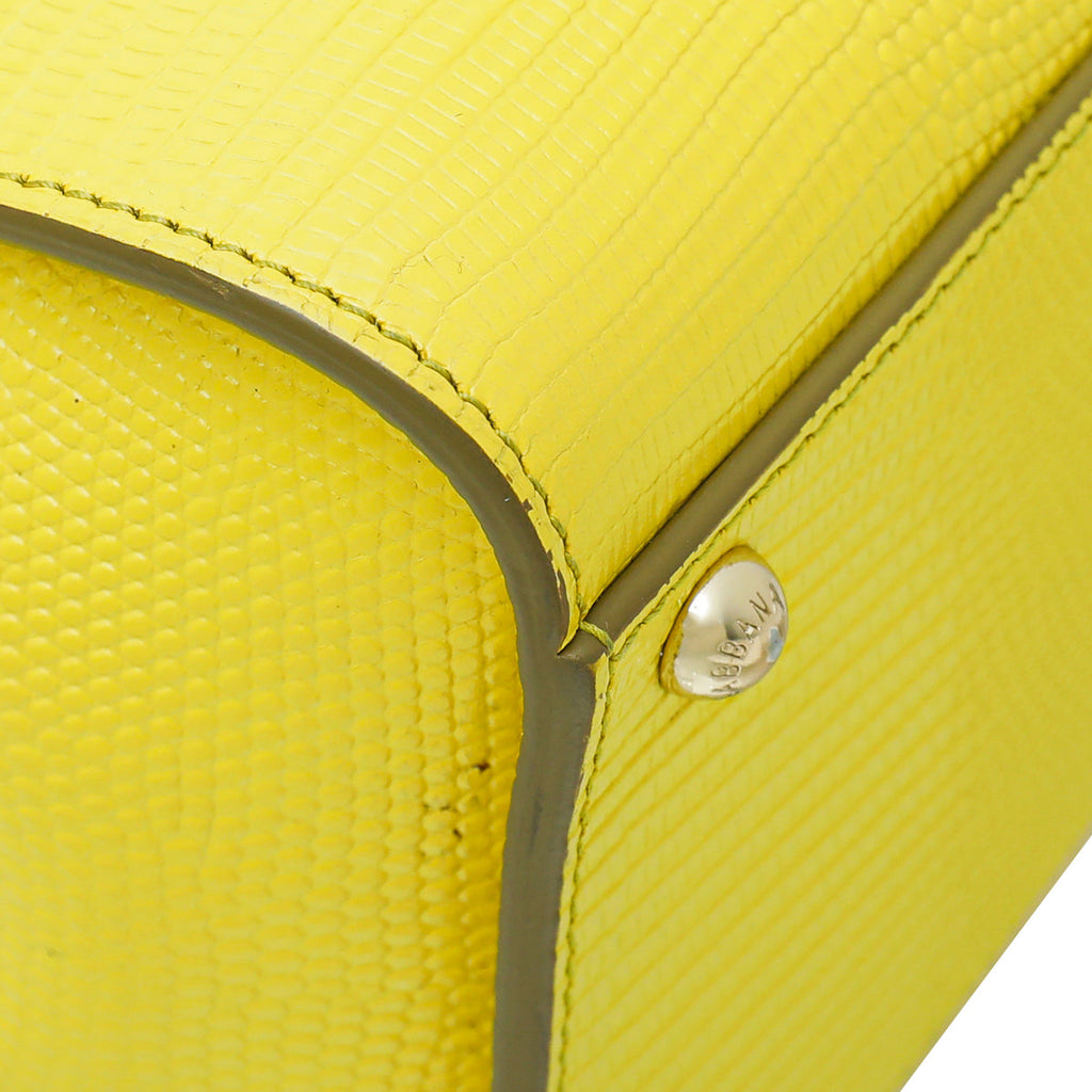 Dolce & Gabbana Yellow Lizard Print Miss Monica Top Handle Medium Bag