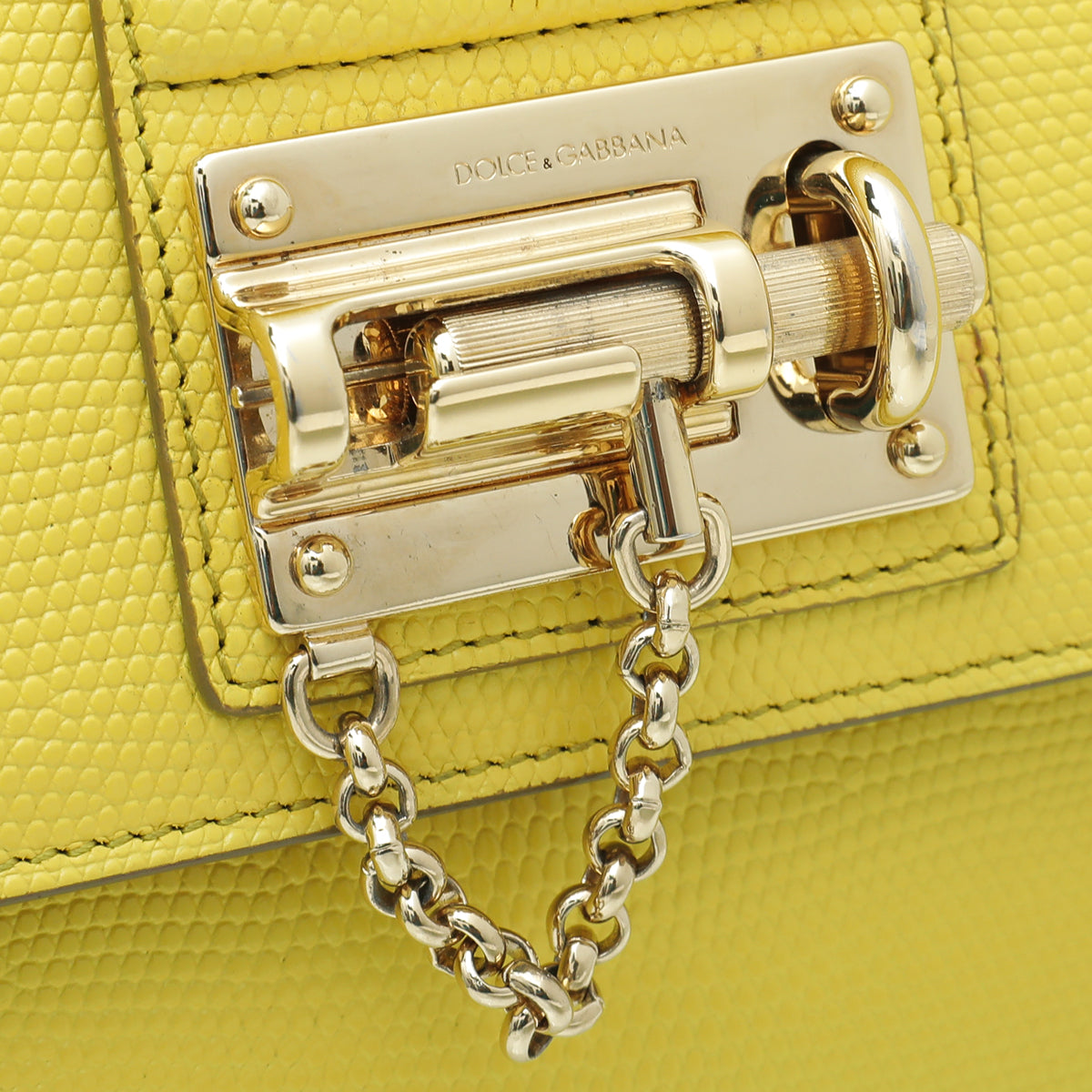Dolce & Gabbana Yellow Lizard Print Miss Monica Top Handle Medium Bag