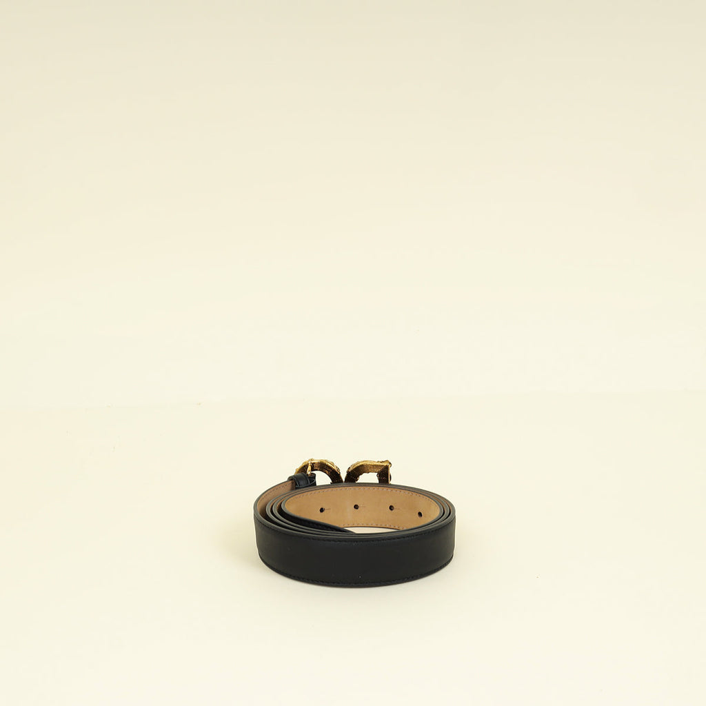 Dolce & Gabbana Black DG Amore Buckle Belt
