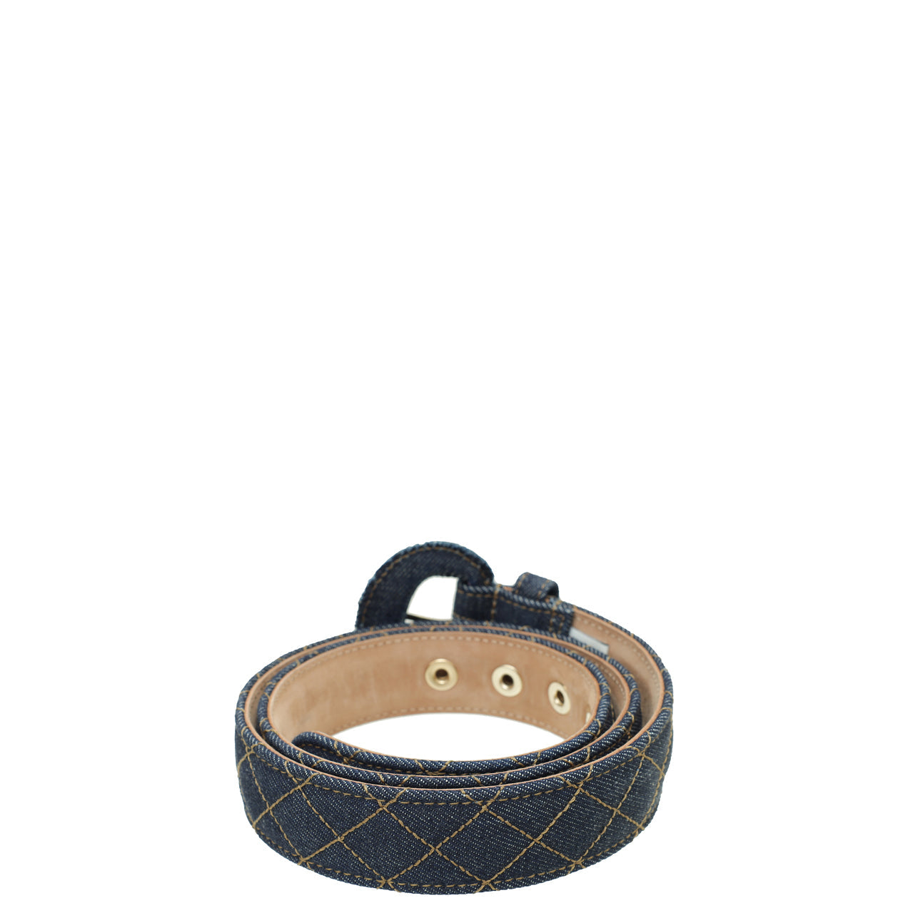 Dolce & Gabbana Blue Denim Quilted Logo Belt 34