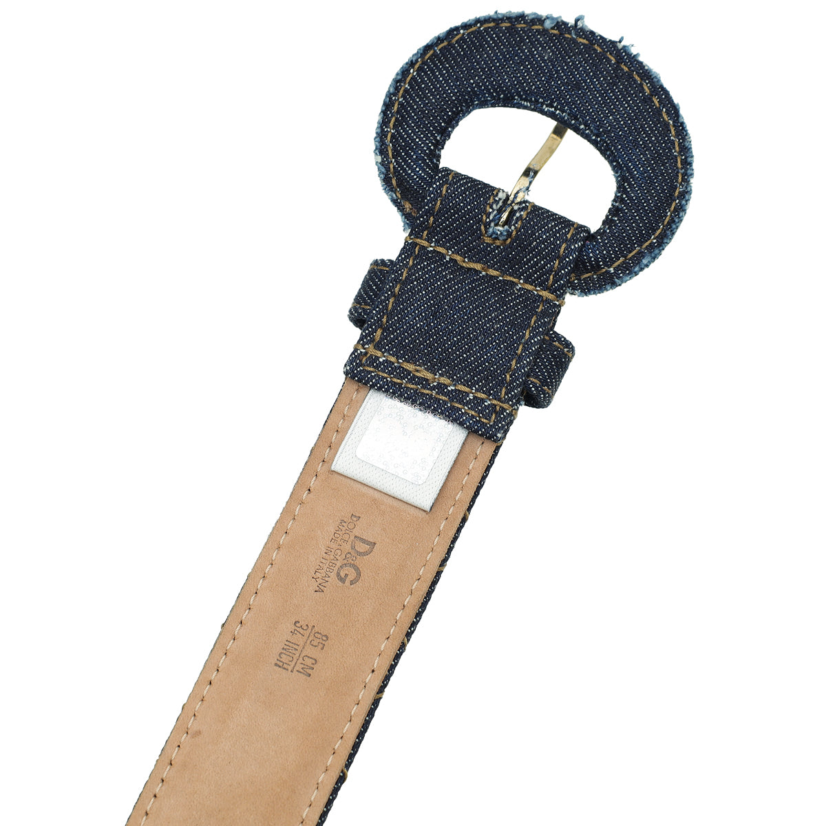 Dolce & Gabbana Blue Denim Quilted Logo Belt 34