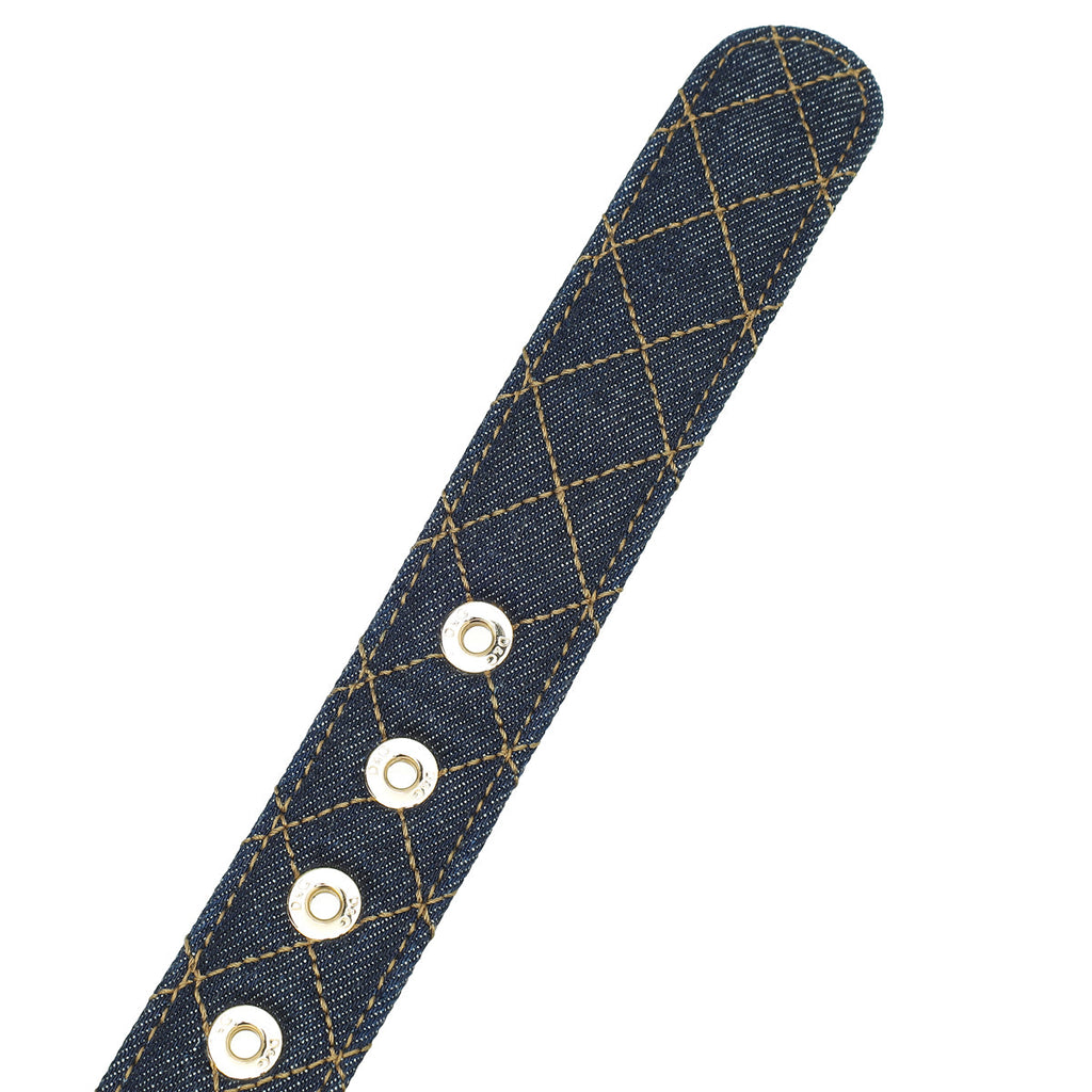 Dolce & Gabbana Blue Denim Quilted Logo Belt 34