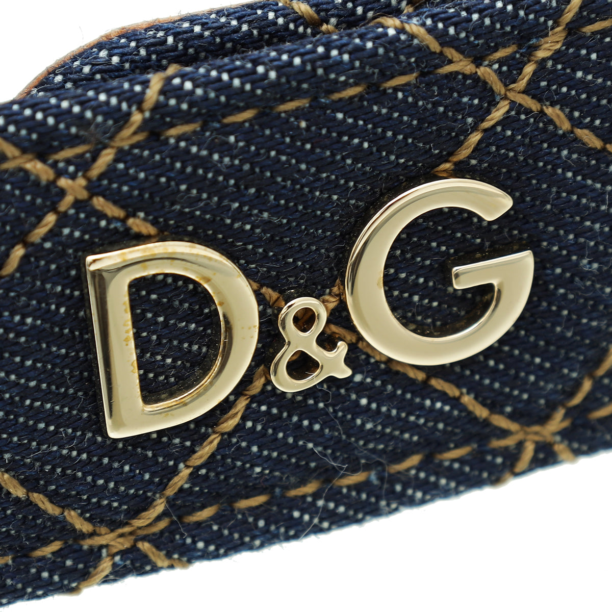 Dolce & Gabbana Blue Denim Quilted Logo Belt 34