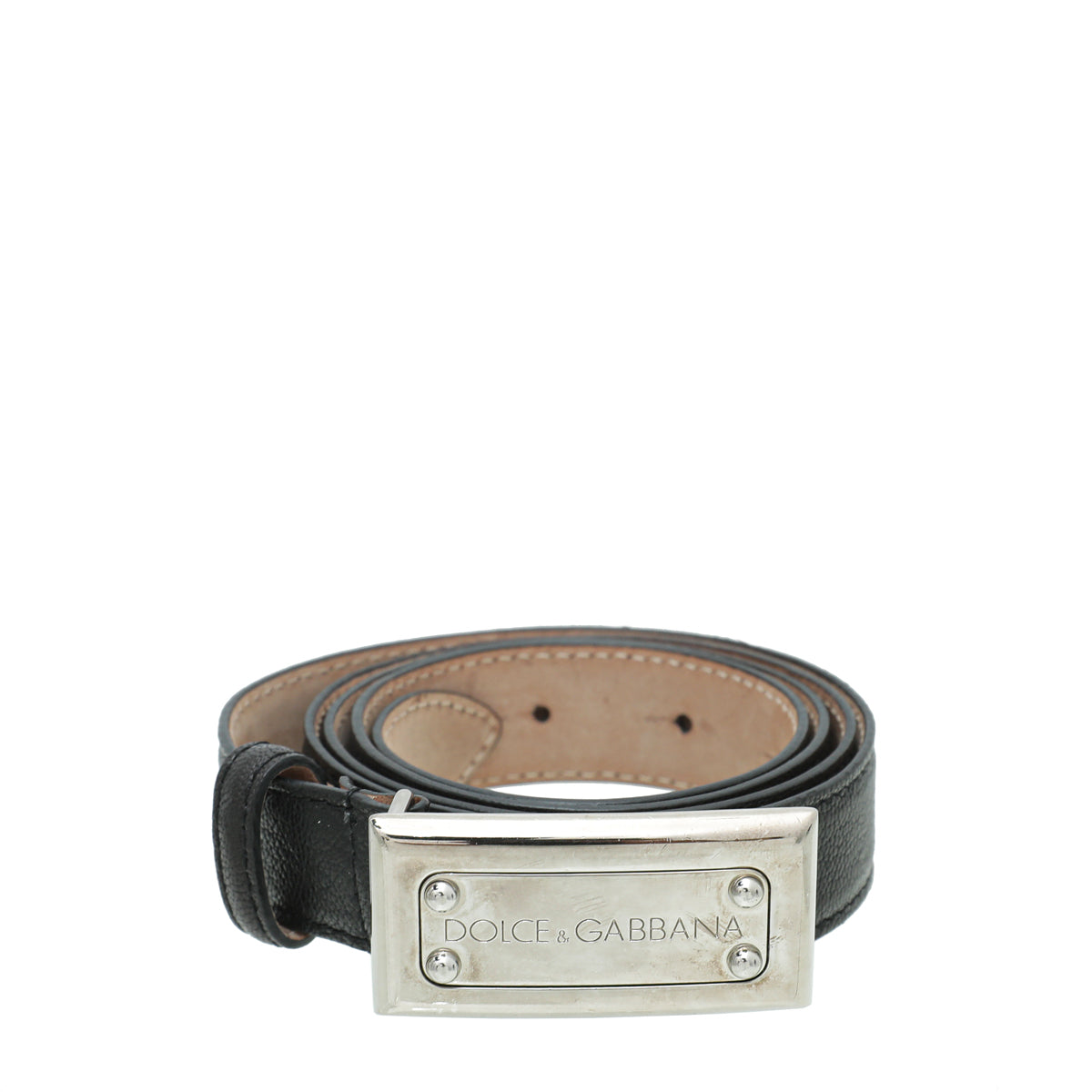 Dolce & Gabbana Black Logo Plaque 25mm Belt 38
