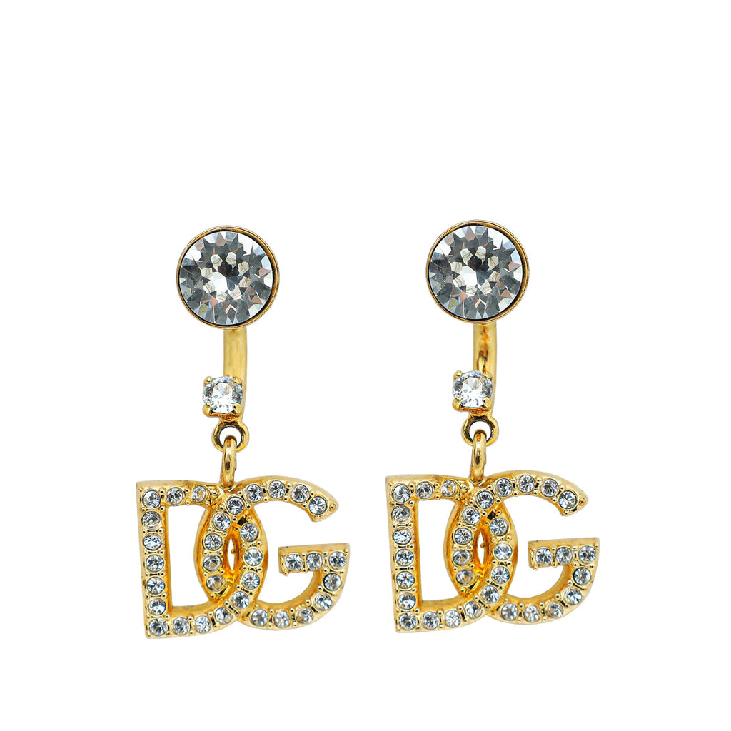 Dolce & Gabbana Gold DG Crystal Drop Earrings