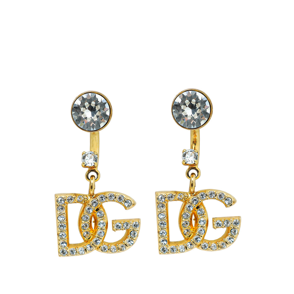 Dolce & Gabbana Gold DG Crystal Drop Earrings