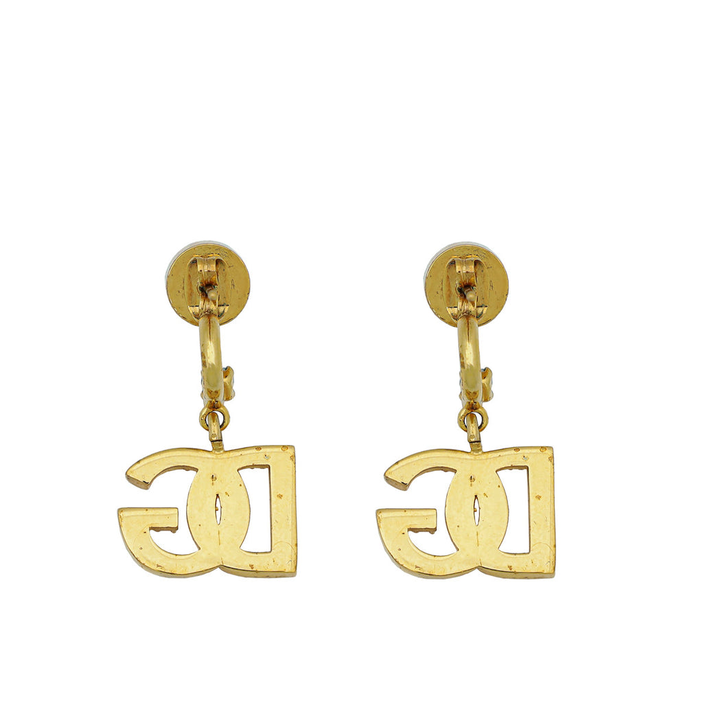 Dolce & Gabbana Gold DG Crystal Drop Earrings