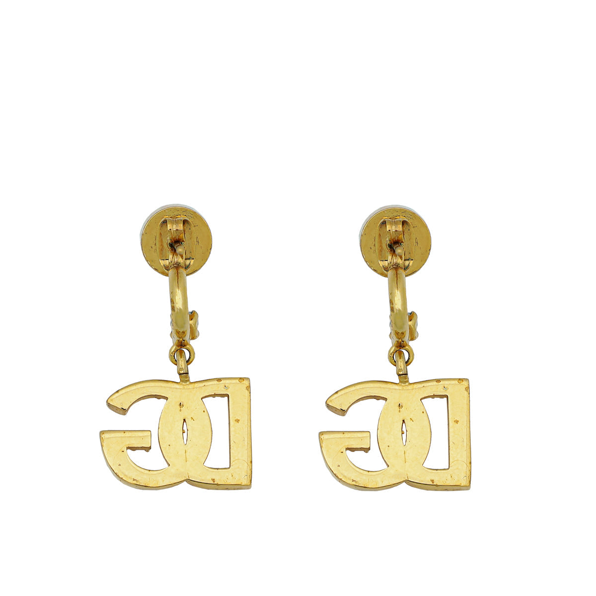 Dolce & Gabbana Gold DG Crystal Drop Earrings