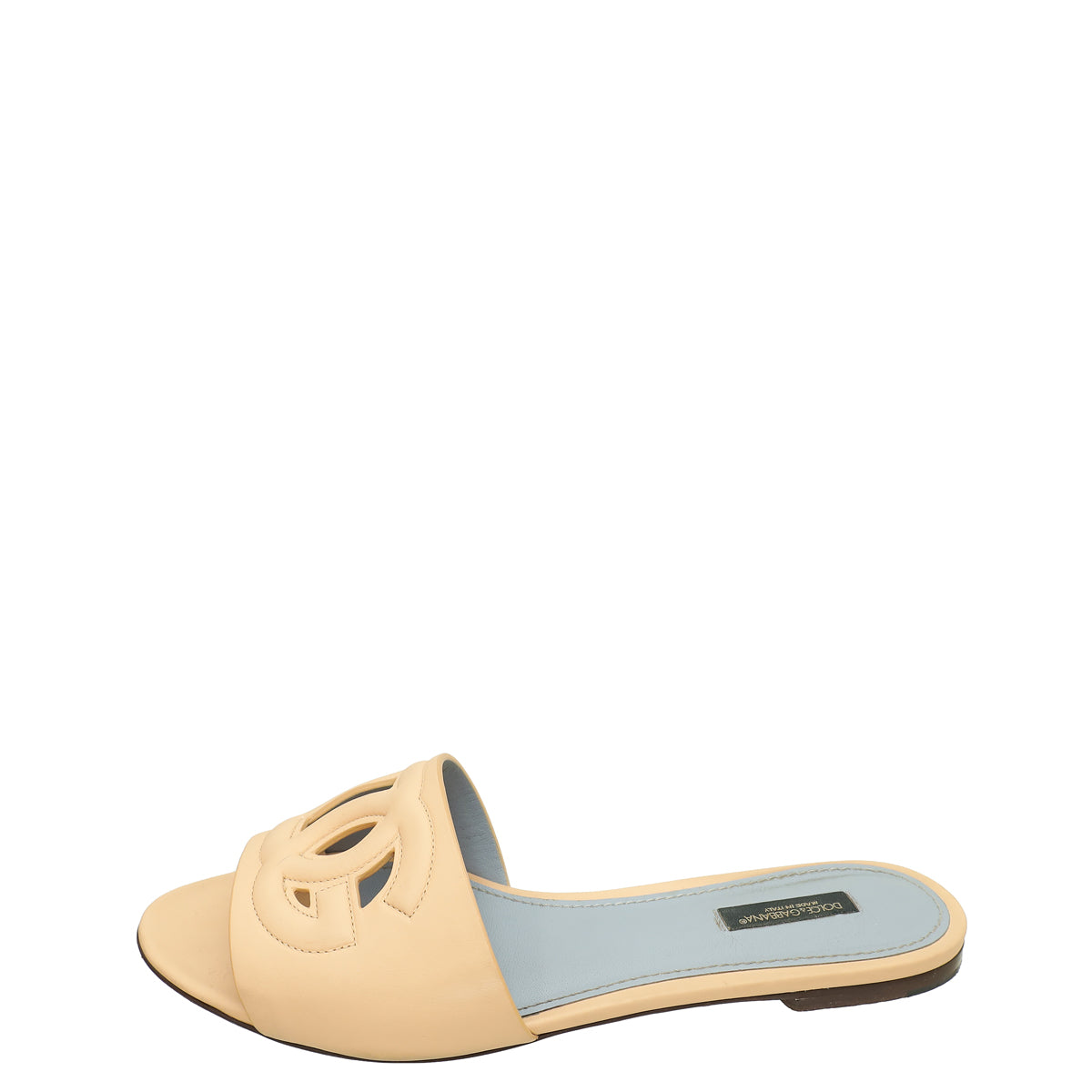 Dolce & Gabbana Nude Bianca Slides w/DG Millennials Cut Out Logo 39.5