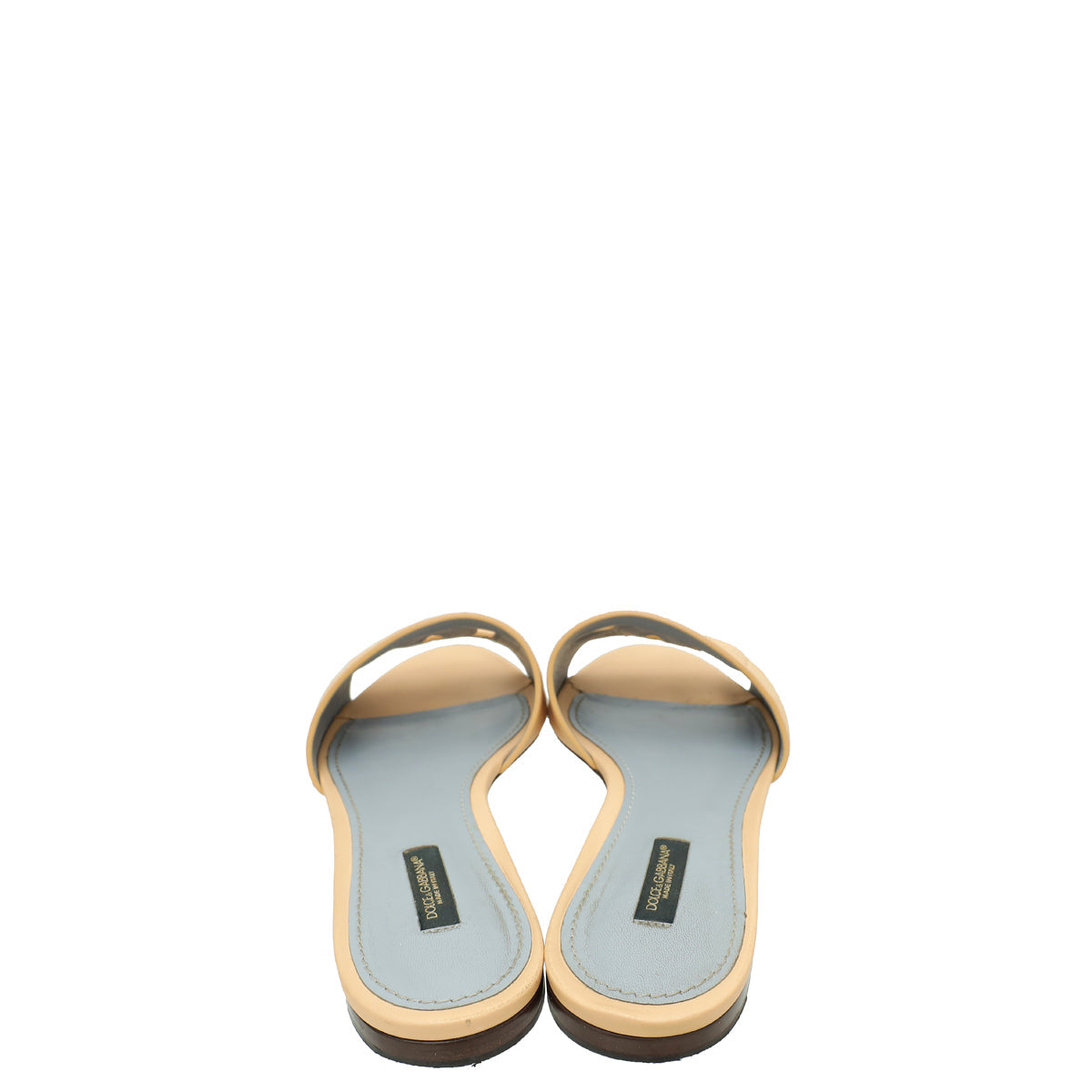 Dolce & Gabbana Nude Bianca Slides w/DG Millennials Cut Out Logo 39.5