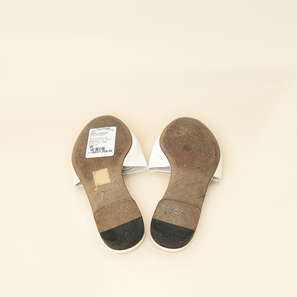 Dolce & Gabbana White DG Logo Cutout Slide Sandal 36
