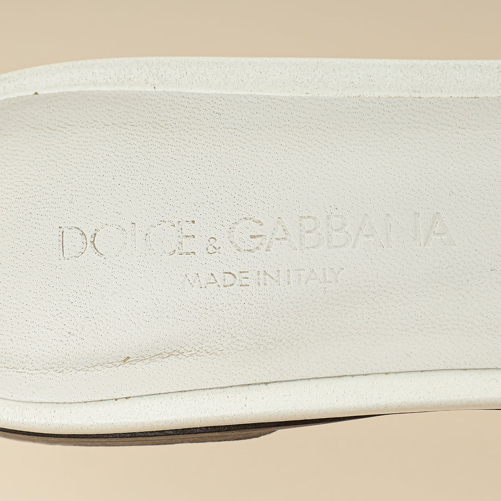 Dolce & Gabbana White DG Logo Cutout Slide Sandal 36