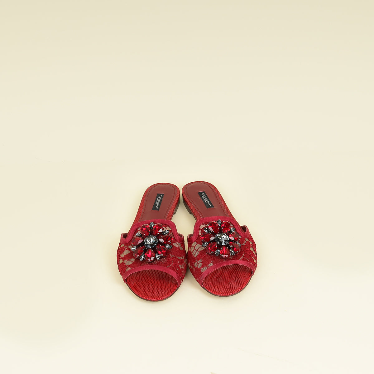 Dolce & Gabbana Red Bellucci Slide Flat Sandals 37.5