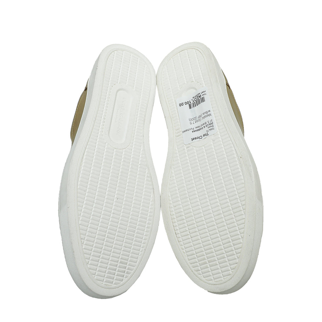 Dolce & Gabbana Metallic Gold Classic Logo Sneakers 7.5