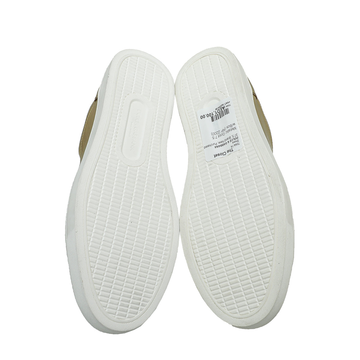 Dolce & Gabbana Metallic Gold Classic Logo Sneakers 7.5