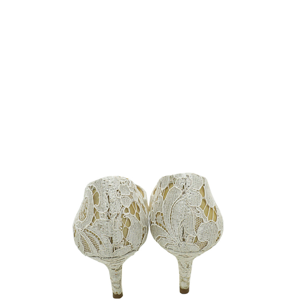 Dolce & Gabbana Light Grey Lace Bellucci Pump 37