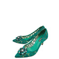 Dolce & Gabbana Green Lace Bellucci Pump 37