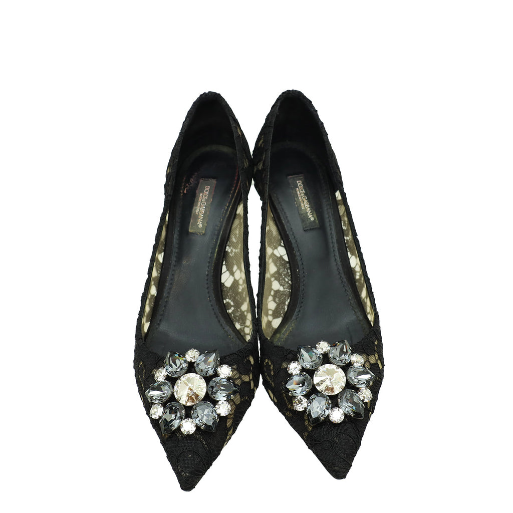 Dolce & Gabbana Black Lace Bellucci Pump 37