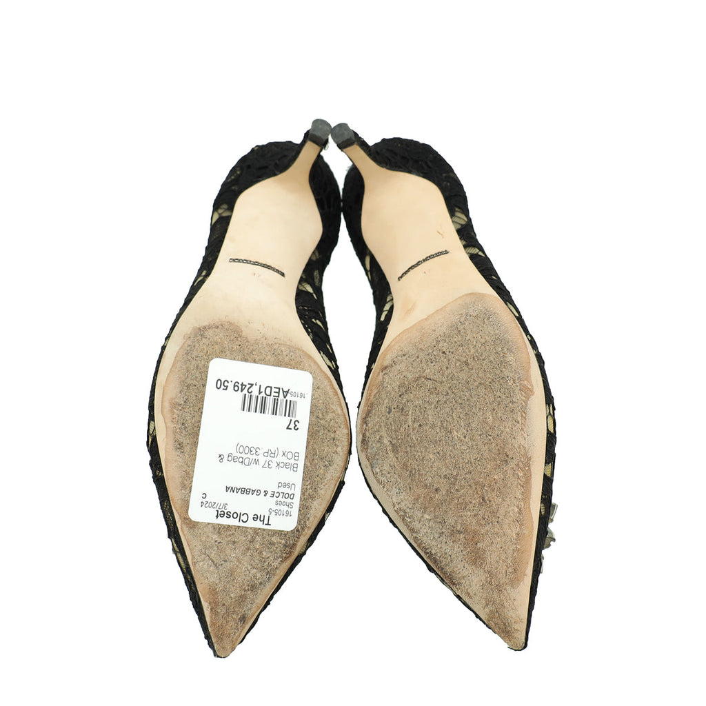 Dolce & Gabbana Black Lace Bellucci Pump 37