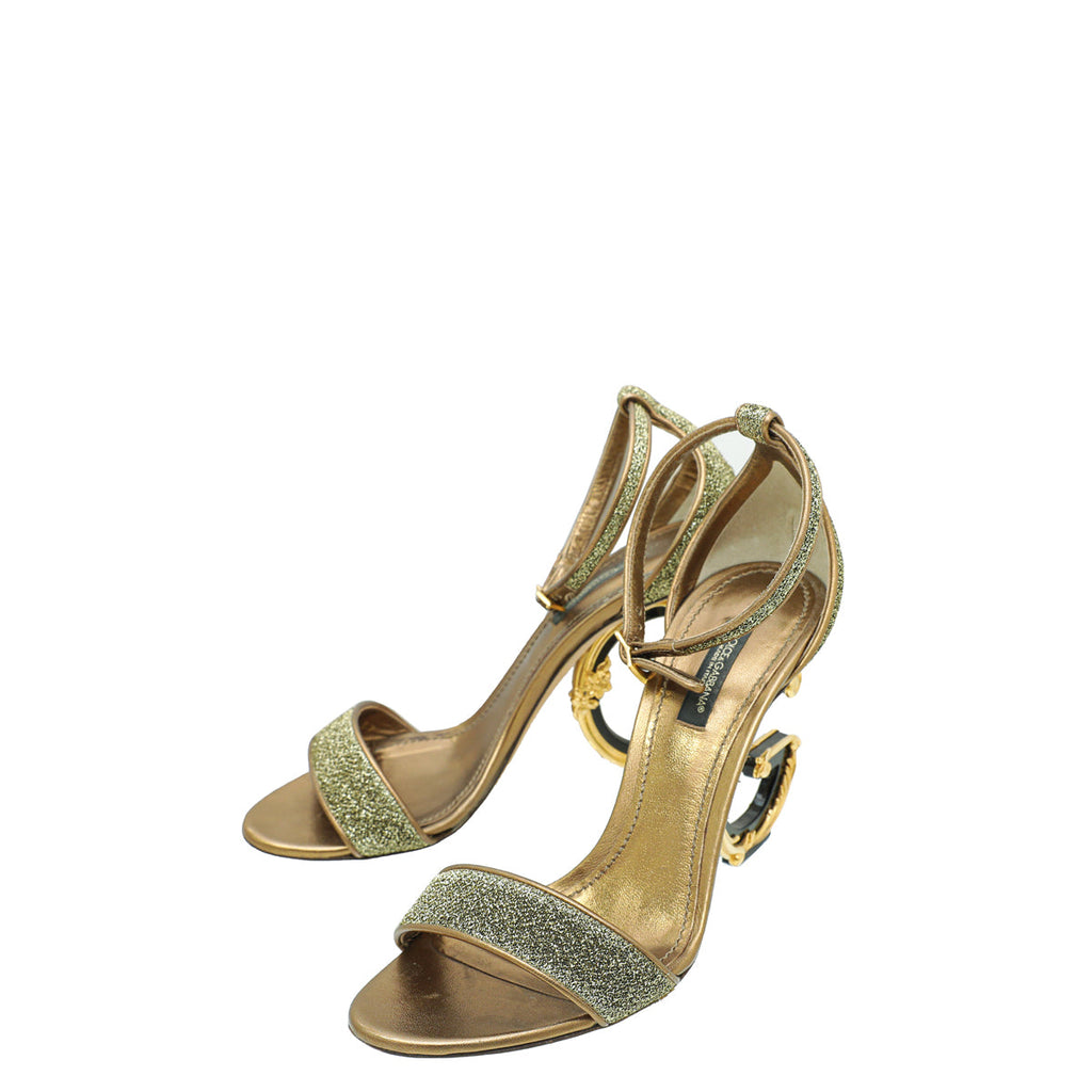 Dolce & Gabbana Bronze DG Baroque Ankle Strap 37