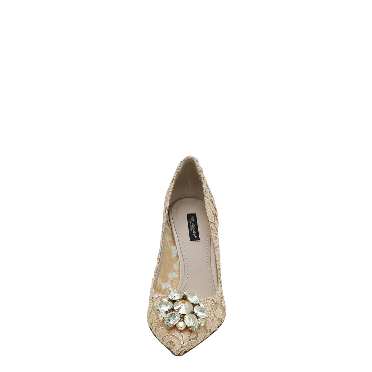 Dolce & Gabbana Peach Bellucci Lace Embellished Pump 38.5
