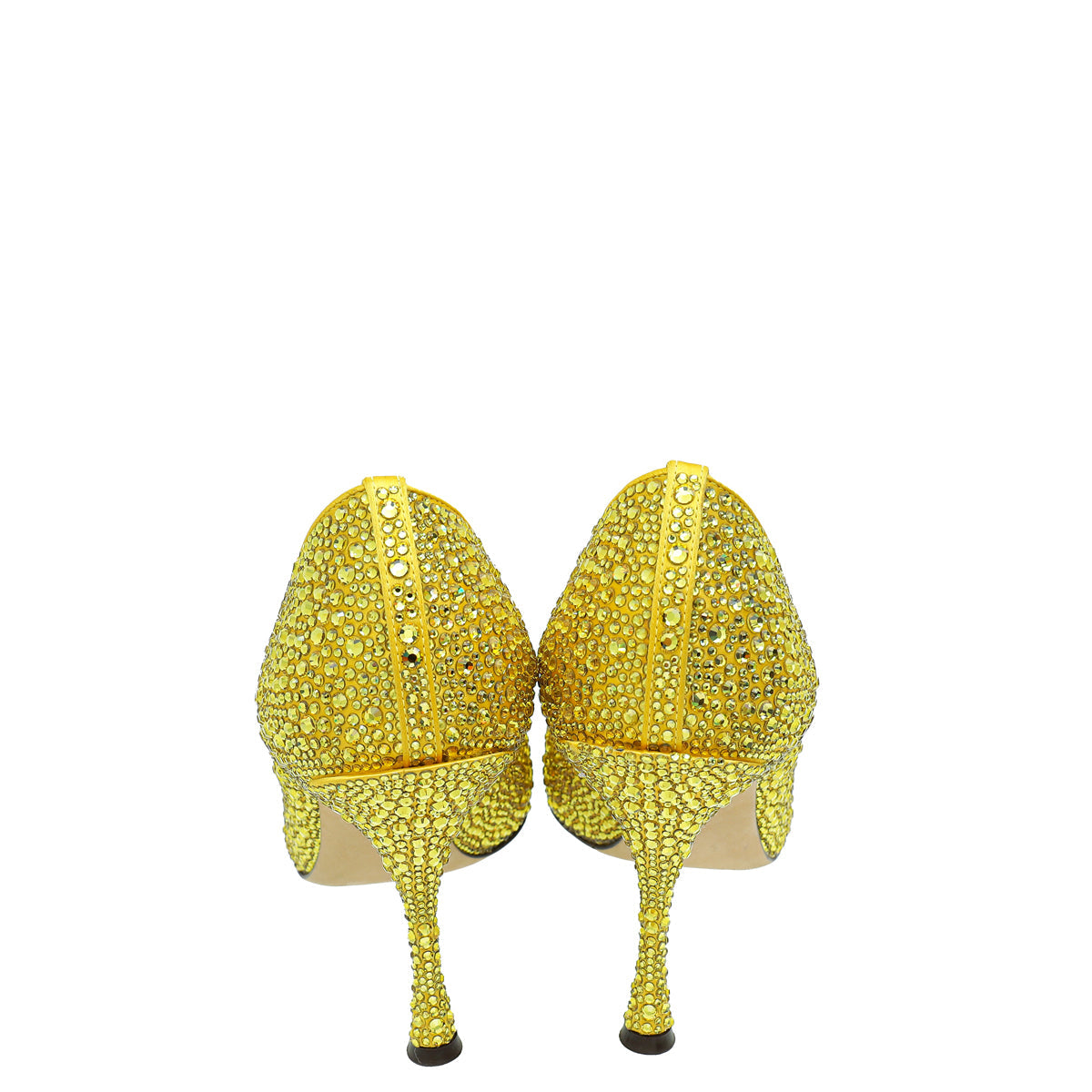 Dolce & Gabbana Yellow Crystal Embellished Pump 38